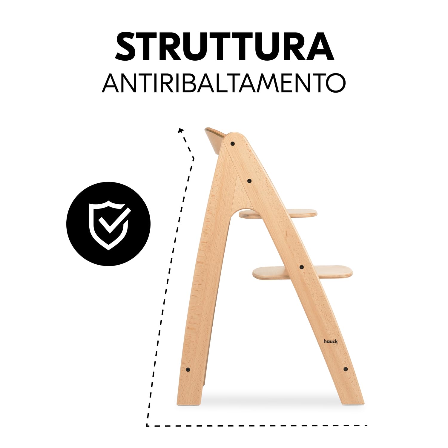 hauck Seggiolone Pappa in Legno Arketa - Seggiolone Evolutivo (Legno Certificato FSC®) dai 6 Mesi - Sedia per Bambini Regolabile, con Barra di Sicurezza e Cintura a 5 Punti - (Faggio)