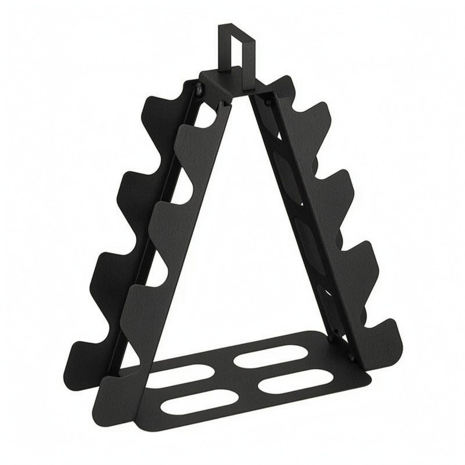 Vertical Four-Tier Dumbbell Rack Slotted Sides 4 Tier Dumbbell Rack Open Base Home Gym Weight Holder Oval Cutouts, Black-image-41