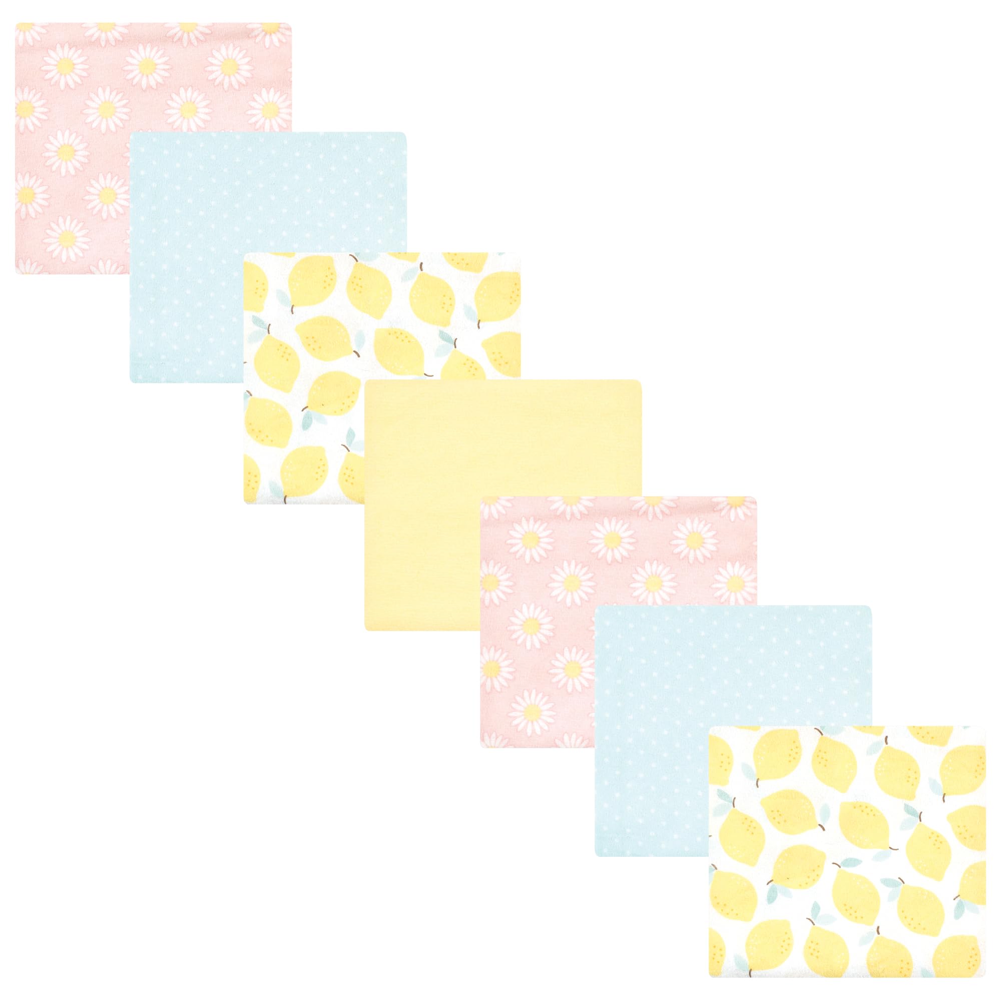Hudson Baby Unisex Baby Cotton Poly Flannel Receiving Blankets Bundle, Lemon Daisy, One Size