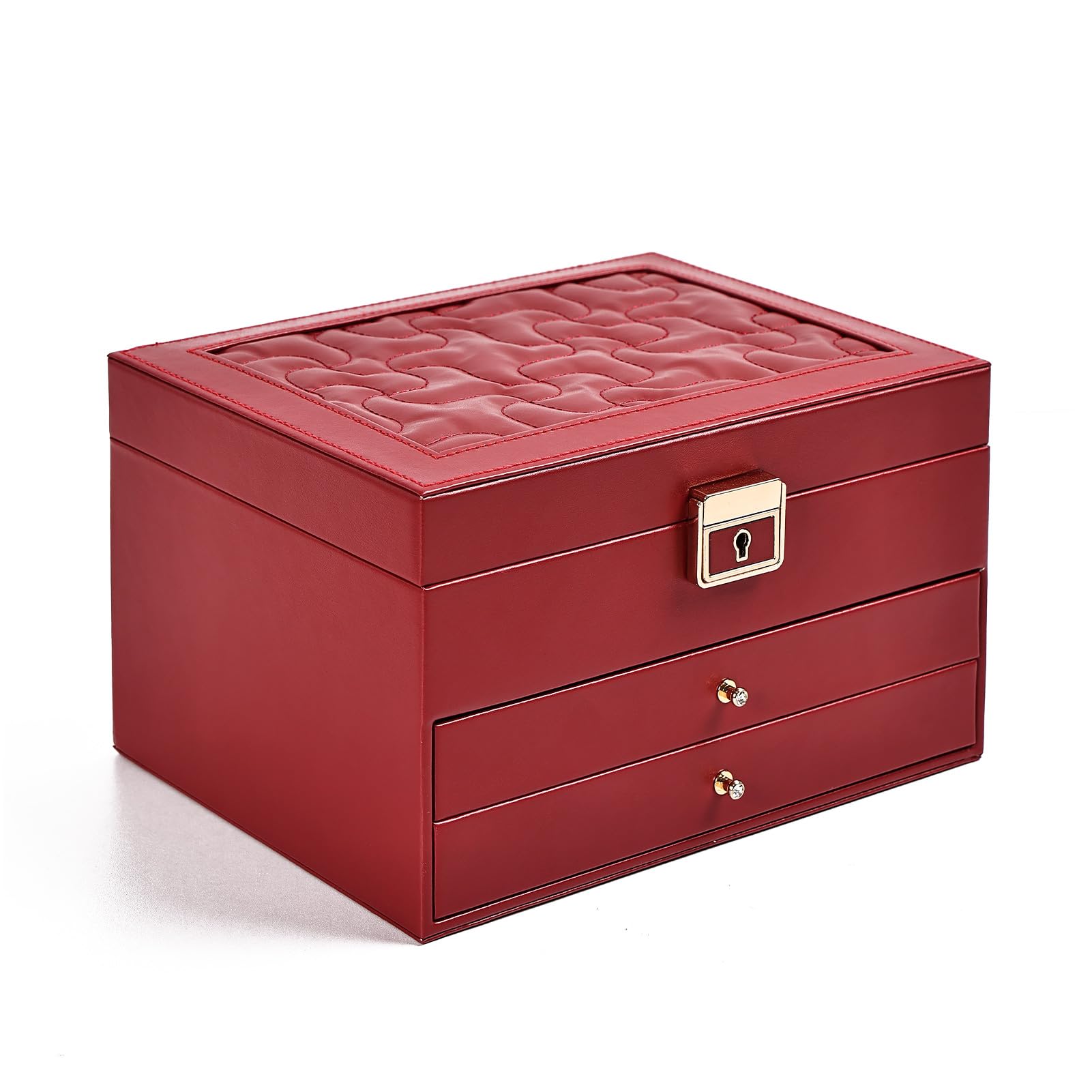 Greenfeather Jewelry Boxes for Women Jewelry Organizer Box with Lid 3 Layers for Necklaces Rings Earrings and Bracelets