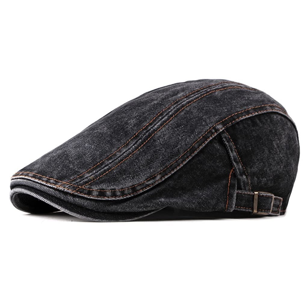 Casquette denim femme béret en coton respirant avec visière canard chapeau rétro casual