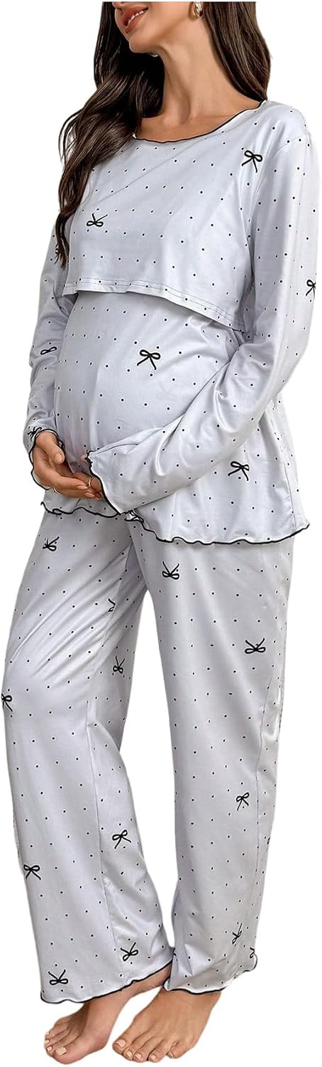 SHENHE Women's Maternity Nursing Pajama Set Breastfeeding Labor Delivery Pjs Long Sleeve Sleepwear Set