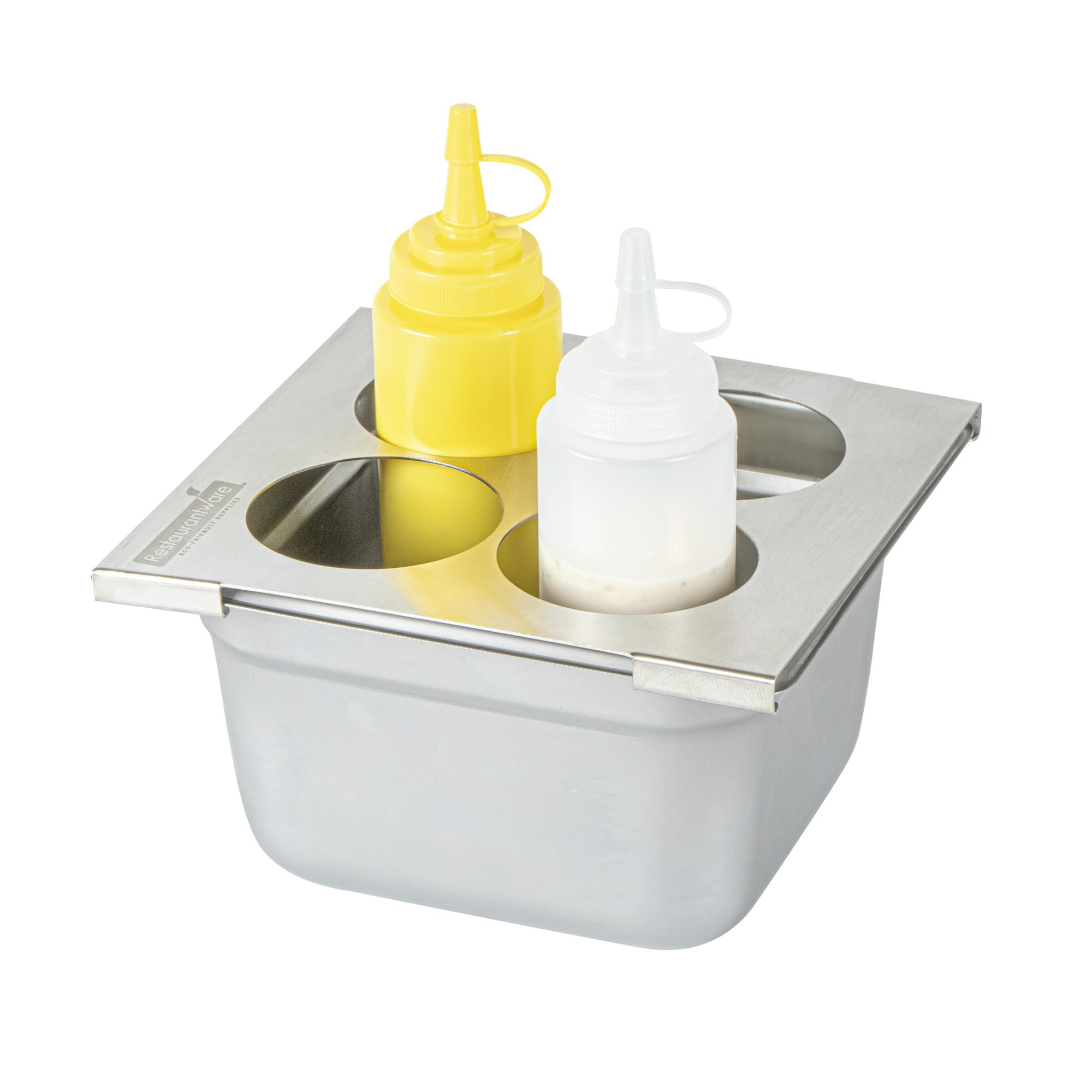 Stainless Steel Squeeze Bottle Holder - 4 Hole Condiment Organizer -22