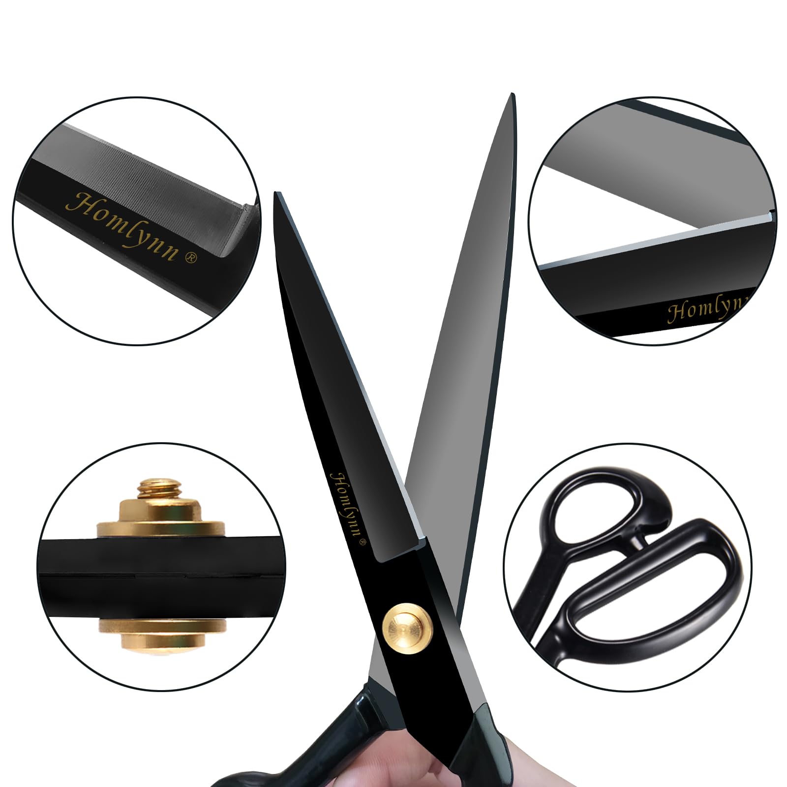 Sewing Scissors - 9/10 Inch Dressmaking Fabric Scissors Tailor's Dressmaker Shears for Cutting Fabric (Black) (9 inch)
