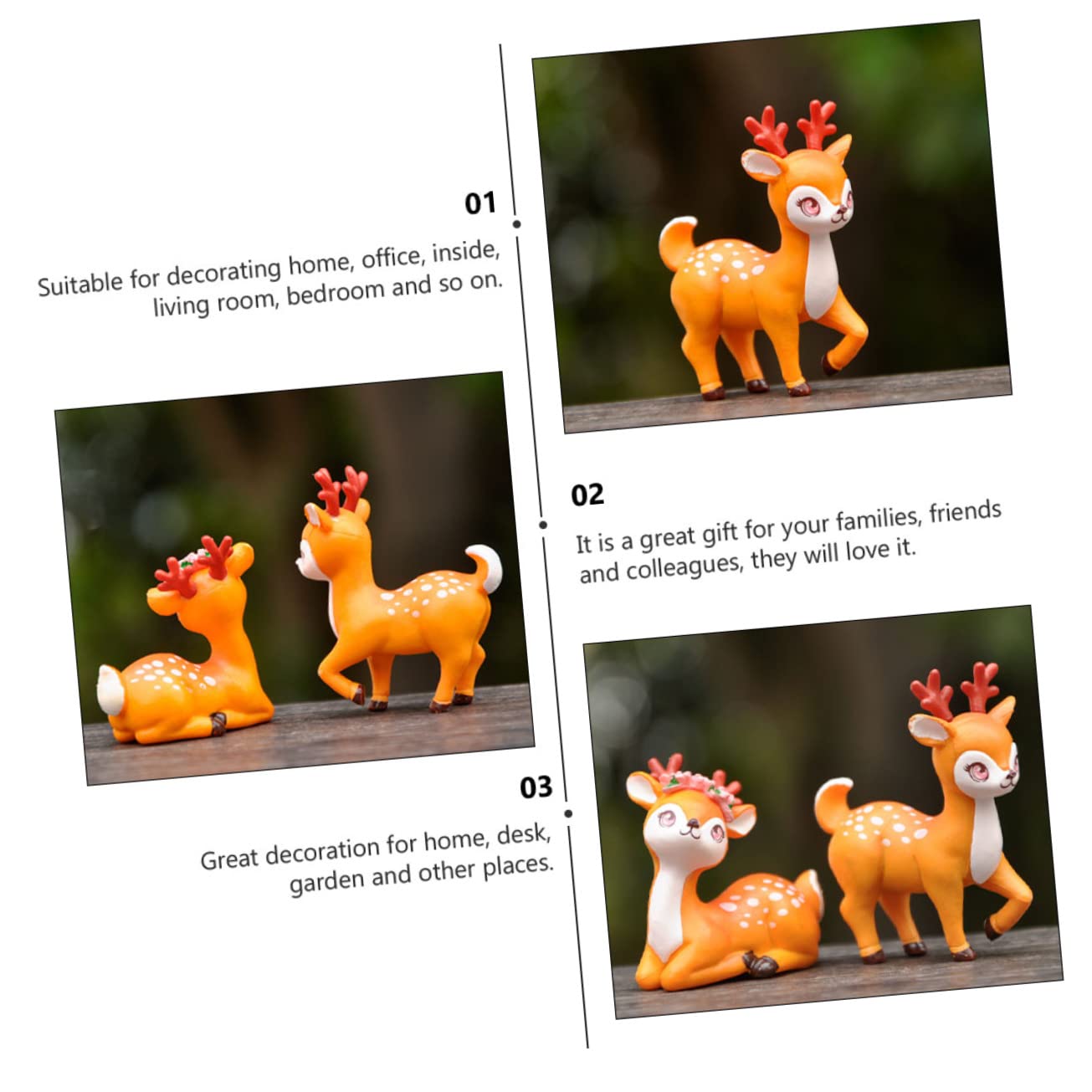 POPETPOP 20stücke Teiliges Zufälliger Deko-Figuren REH Für Miniaturgarten Resin Tierornament Für Sukkulenten Und Mikrolandschaften Deko Für Zuhause Und Büro