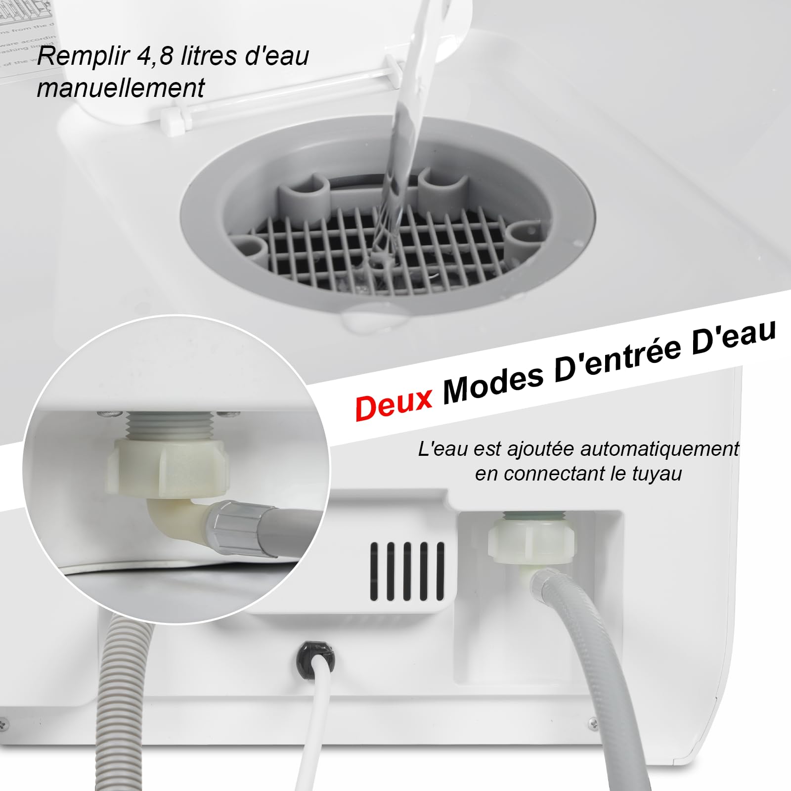 YOURLITE Lave-vaisselle de Comptoir,Mini Lave-Vaisselle de Table,Blanc | Lave Vaisselle Compact avec 7 Programmes,Réservoir d'Eau de 4.8L,Écran LED,Contrôle Tactile,pour Cuisine,APT,Camping