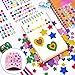 Marspark 678 Pieces Colorful Glitter Foam Stickers for Kids Self Adhesive Stars Heart Shapes Glitter Jewels Gem Stickers Rhinestone for Party Birthday Holiday Crafts Gems Bling Jewels