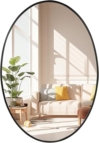 Espejo de pared ovalado, espejo ovalado negro de 22 x 30 pulgadas, espejo de baño con marco de metal, espejo decorativo para montar en la pared para disponible en Yaxa Mexico
