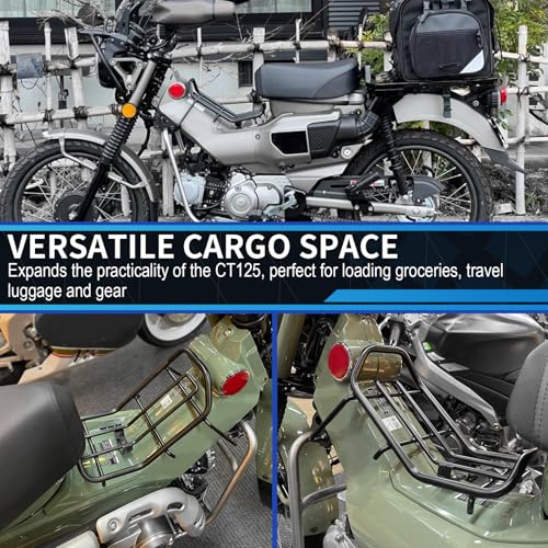 GFARDMOTO Motorcycle Luggage Rack Compatible with Honda Hunter Cub CT125 Trail 125 2020-2023 - Black Motorcycle Center Luggage Rack Center Shelf Rack