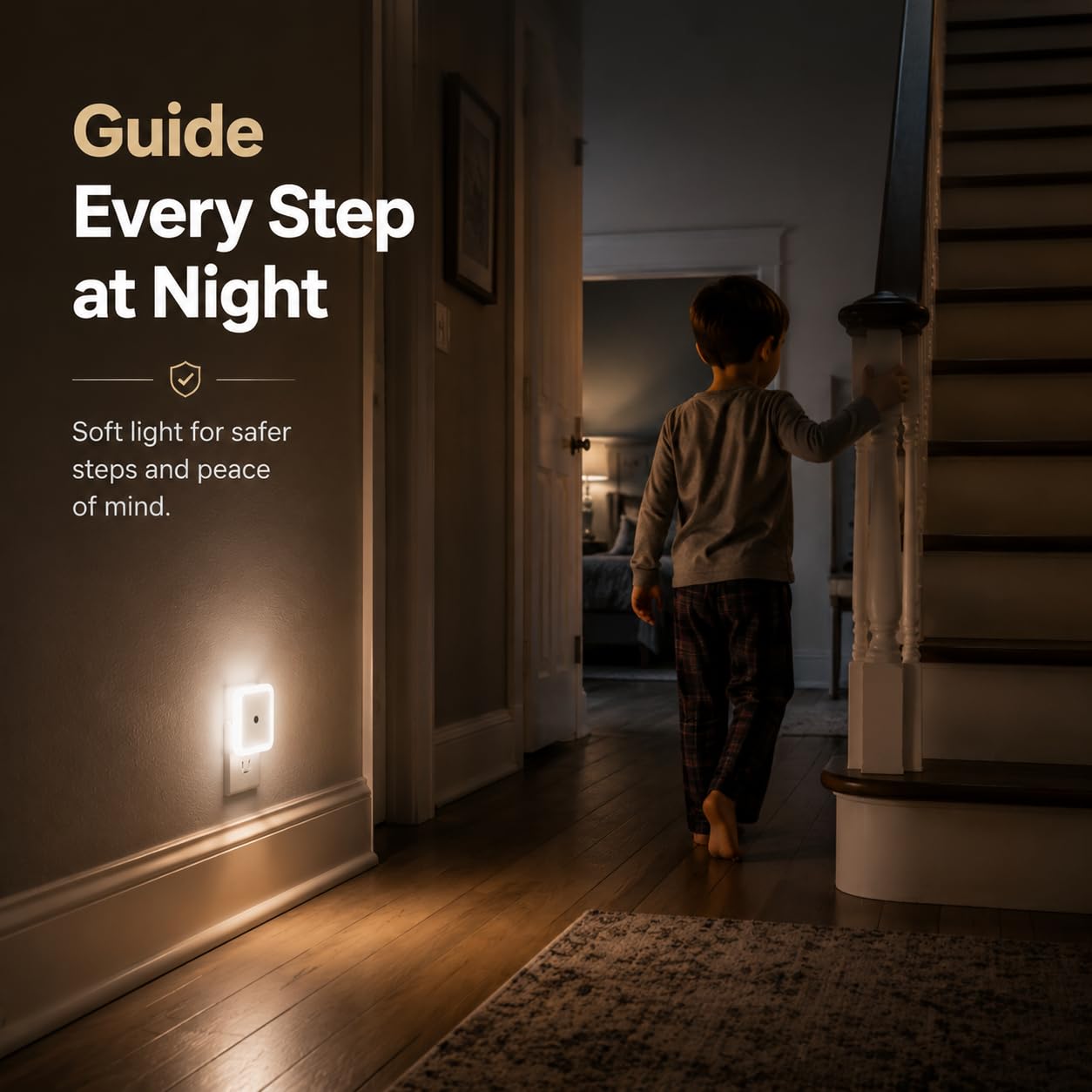 Othmro Luce Notturna Bambini, 4 Pezzi Luce Notturna LED con Sensore Crepuscolare, Luci Notturne da Presa per Bambini, Bagno, Corridoio, Cucina, Scale, Bianca Calda