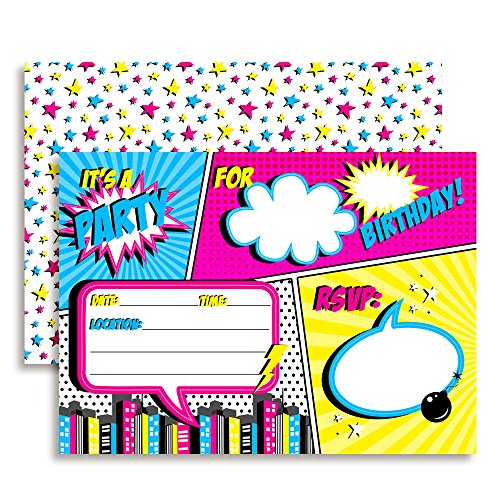 Invitation anniversaire enfant super-héros pour fêter un moment magique