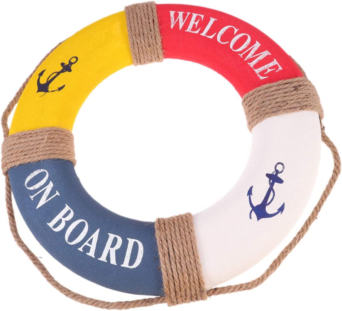 PRETYZOOM 1pc Door Hanging Decoration Life Ring Buoy Decoration Beach Theme Bathroom Decor Welcome on Board Sign Nautical Life Ring Lifebuoy Hanging Life Ring Hanging House Number Christmas
