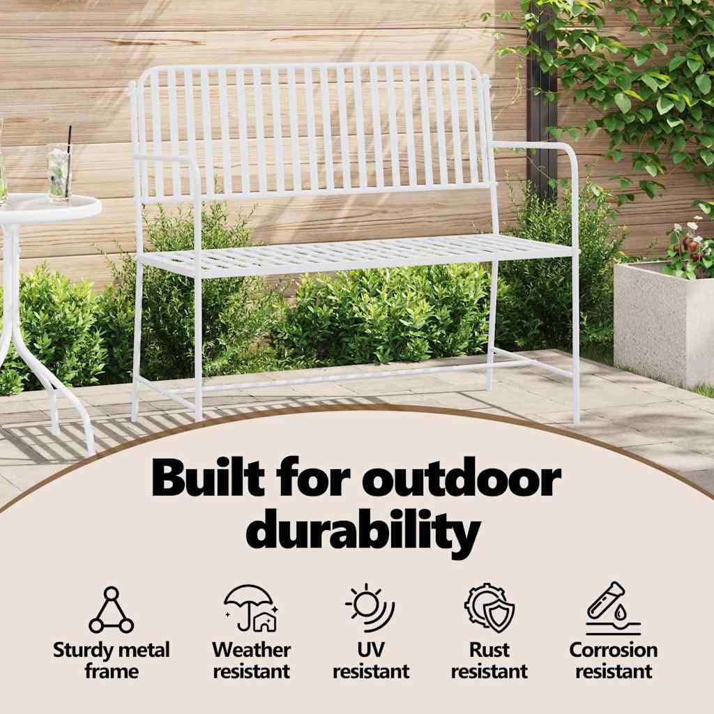 vidaXL Panchina da Giardino Bianco Puro 103,5 x 51,5 x 90 cm Acciaio, Giardino e terrazza, mobili Moderni da Esterno, panchina contemporanea, 2 posti, Stile per Il Tuo Deck