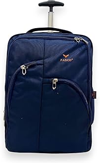 Travel Trolley Backpack with 3 Compartments & Telescopic Aluminium Handle | 2-Wheel Laptop Backpack for Men & Women in Black & Blue (Blue)