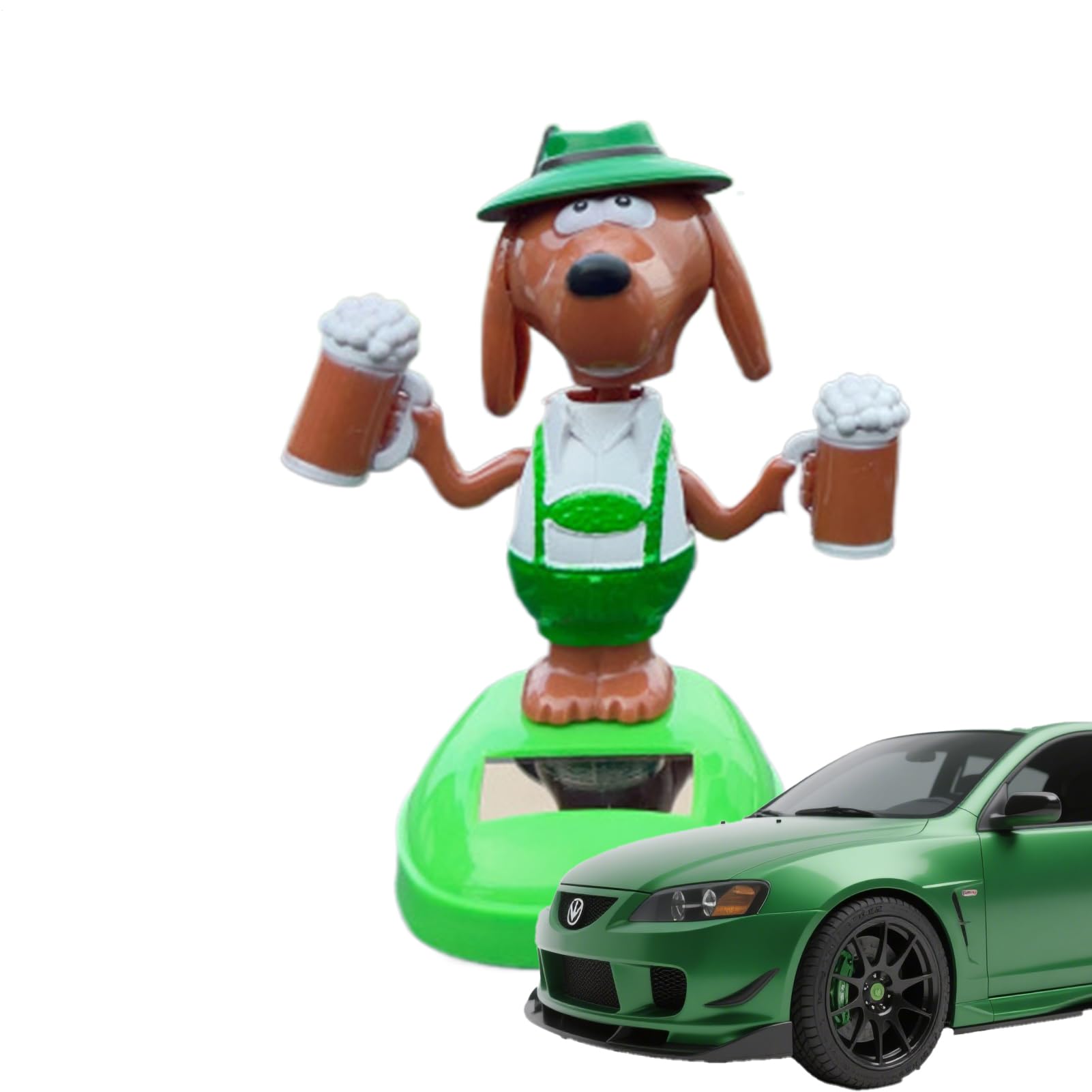 Nodding Dog โ ABS | Creative Dancing Toy Hold Beer | Solar-Powered Dashboard Wagging Dog For Car Decoration, Cute Animated Figurine, Desk And Shelf Display, Kids And Adults Fun Gift, Home, Office, Tra