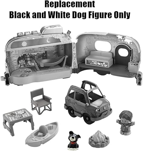 Miniatura 4 de Piezas de repuesto para Fisher-Price Little People Light-Up Learning Camper Playset - HGP71 ~ Figura de perro en blanco y negro de repuesto