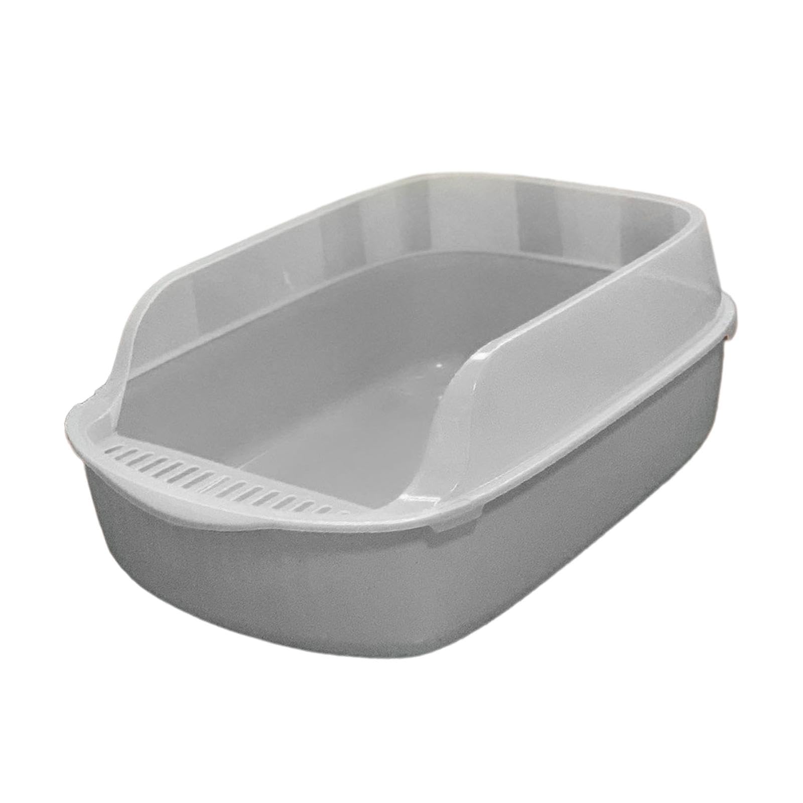 Cat Open Top Pet Litter Tray Large Easy to Clean Bedpan Travel Heighten Cat Sand Box Container Potty Toilet for Medium Large Cats, Gray