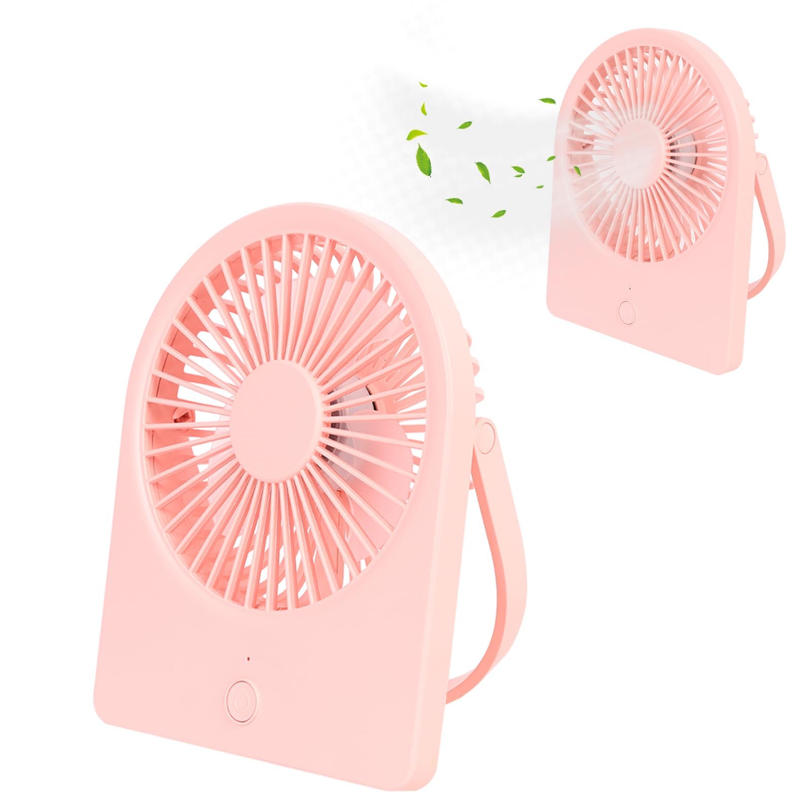 Bomiclss Personal Portable Fans 3 Wind Speed, 180° Adjustable Quiet Desk Fan Women Girls, Small Rechargeable Desktop Fan USB for School Office Bedroom (Pink)