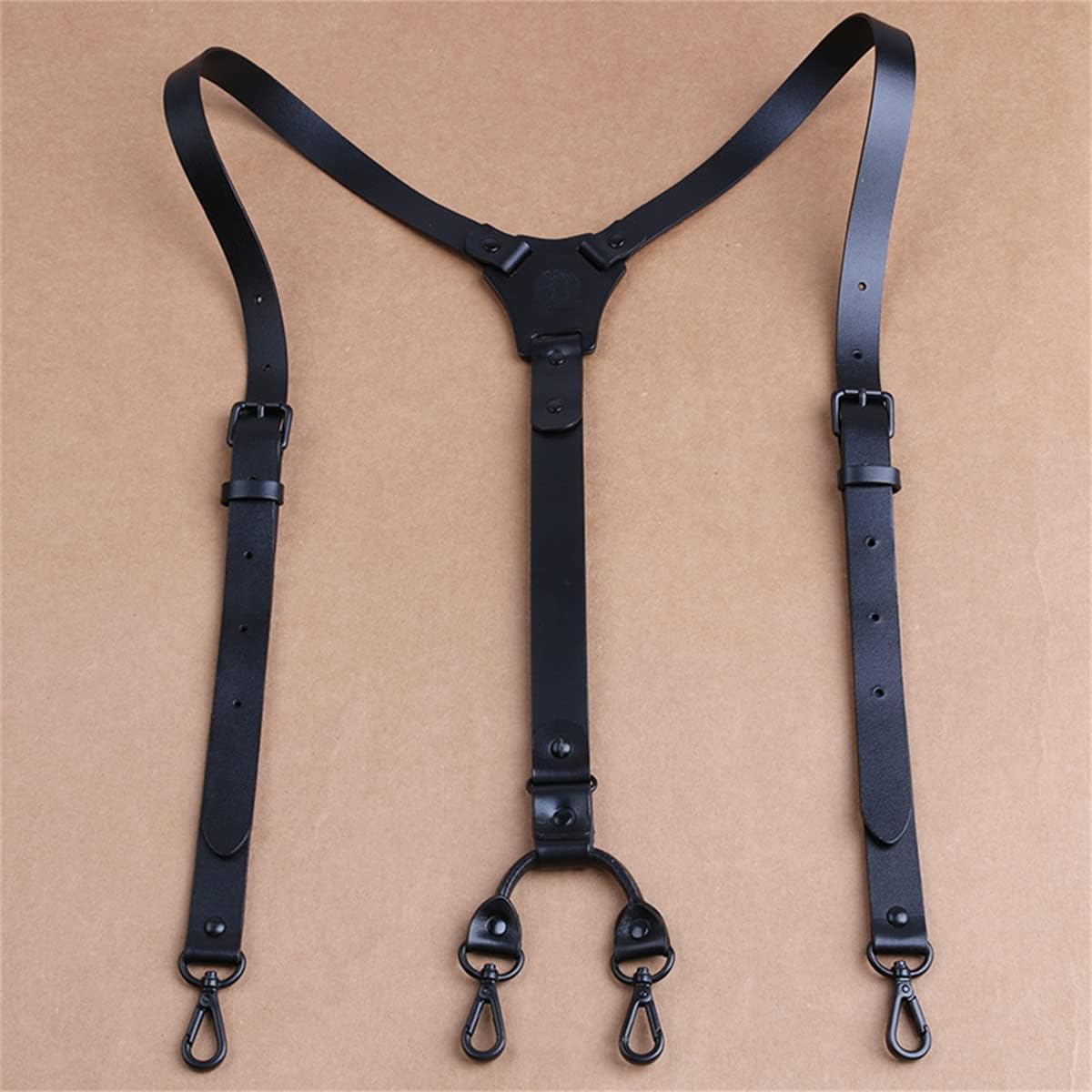 Genuine Leather Suspenders for Men, Y Design Leather Suspenders Braces GZ