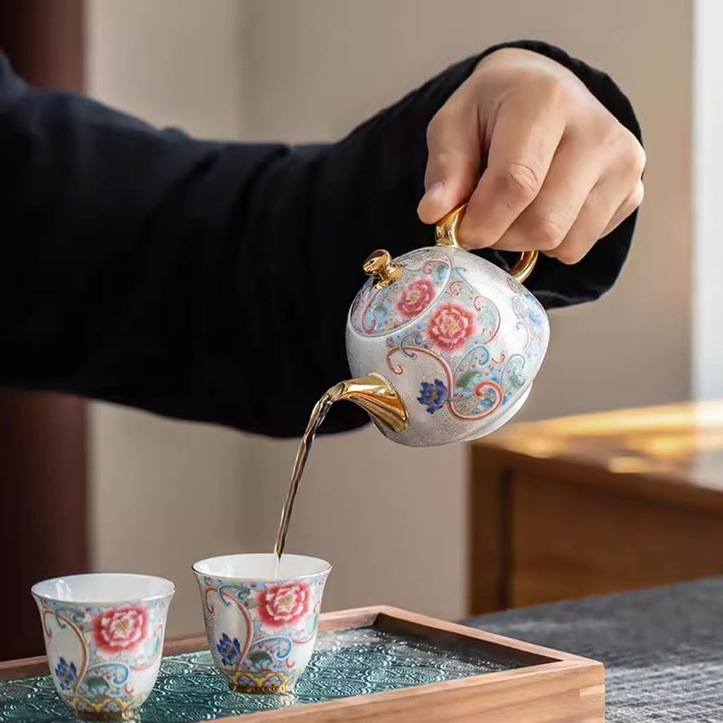 Zestaw filiżanek do espresso, kubki kawy, herbata, garnek kreatywny ręcznie malowany kwiatowy biały porcelanowy czajniczek użytku domowego 1 dwie filiżanki Kung Fu zaparzacza