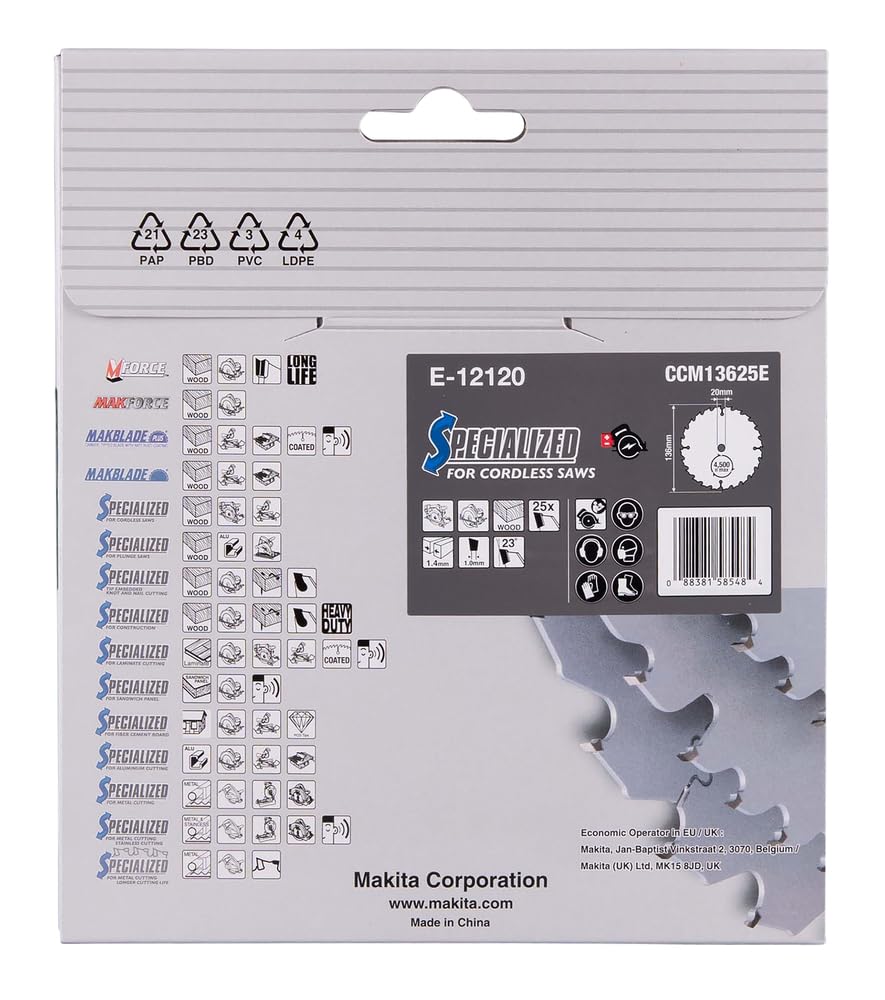 Makita E-12108 Lame de scie à efficut TCT 136 x 20 x 25 dents, noir