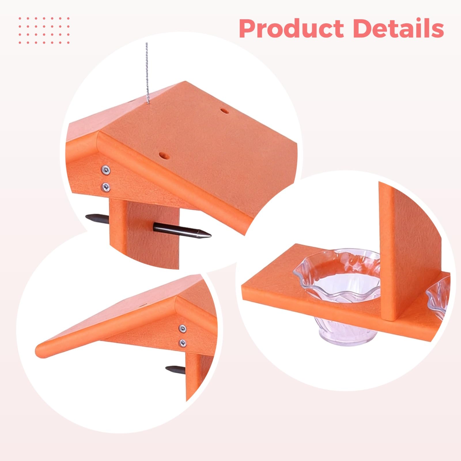 Doppel Cup Jelly Oriole Futterspender mit Heringen für Orangenhälften leuchtend orange handmontiertes Vogelhaus 27,9 x 19,7 x 15,2 cm