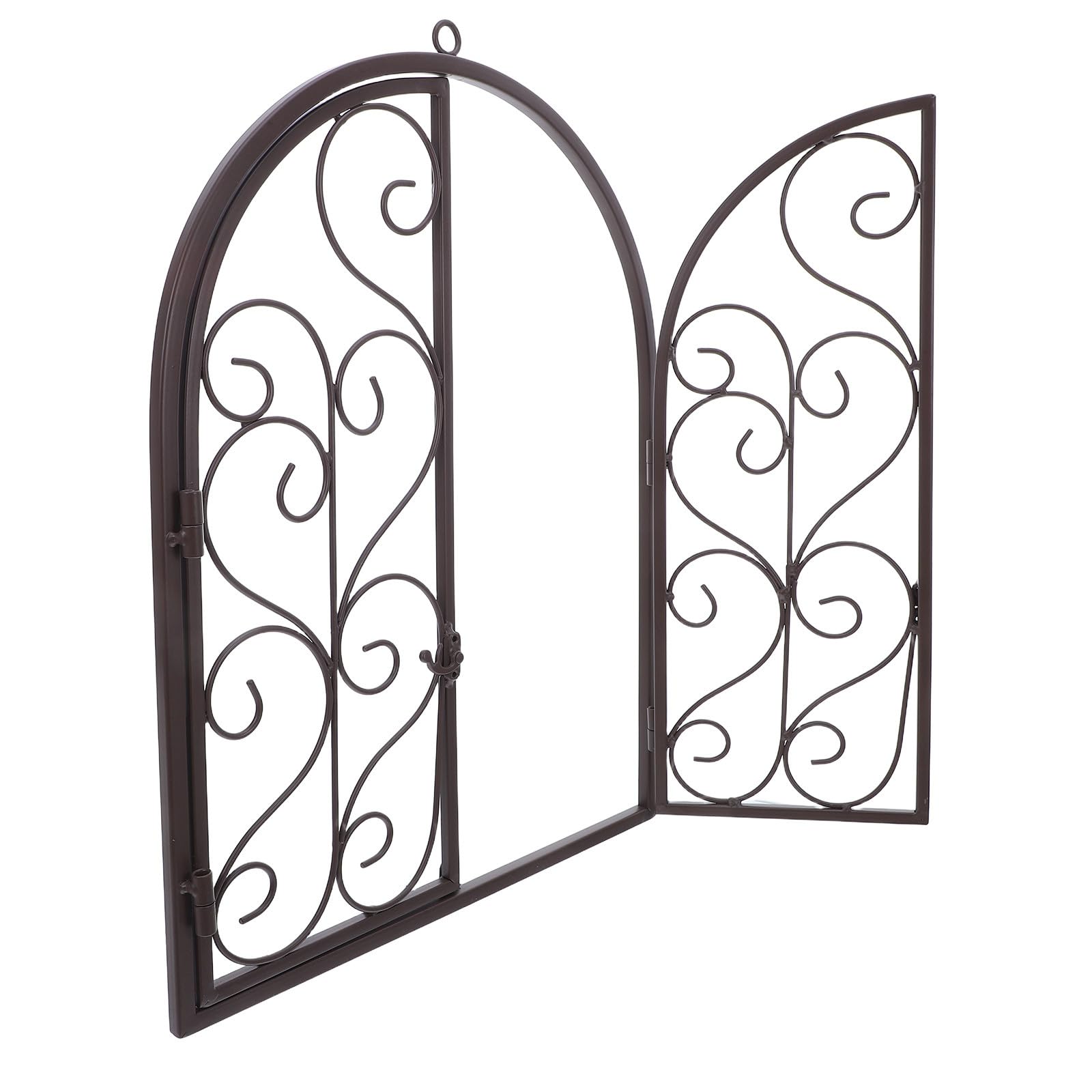 TOYANDONA Wanddekoration Fensterimitat mit Bogenförmigem Eisen aus Rustikale im Fensterrahmen Realistischem Landhausstil Braun für Garten und Innenräume