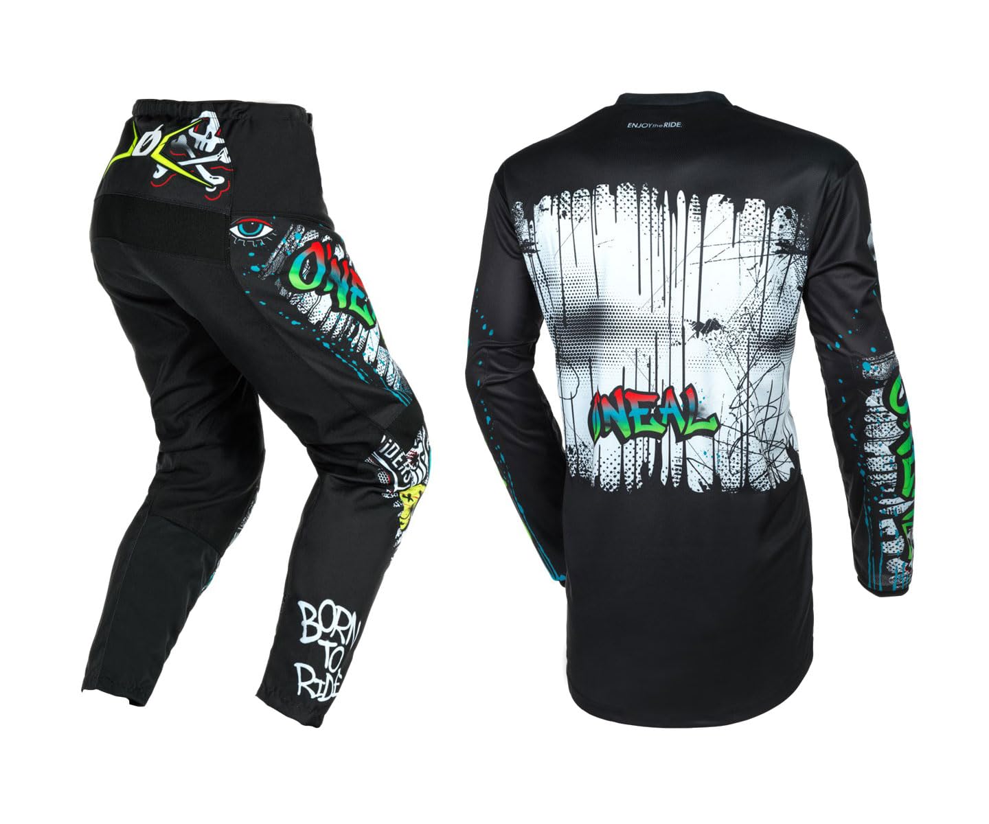 O'NEAL 2024 Element Rancid Motocross Offroad Jersey Pant Combo (Black/White, Medium/28)