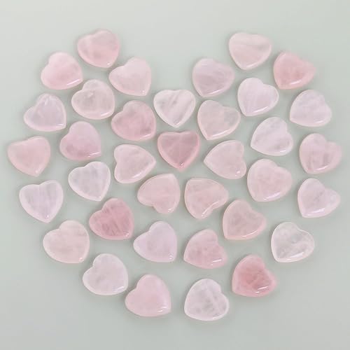 Miniatura 6 de 20 paquetes de piedras de corazón de cuarzo rosa natural pulidas, cristales y piedras curativas de cuarzo a granel para Wicca, Reiki, energía