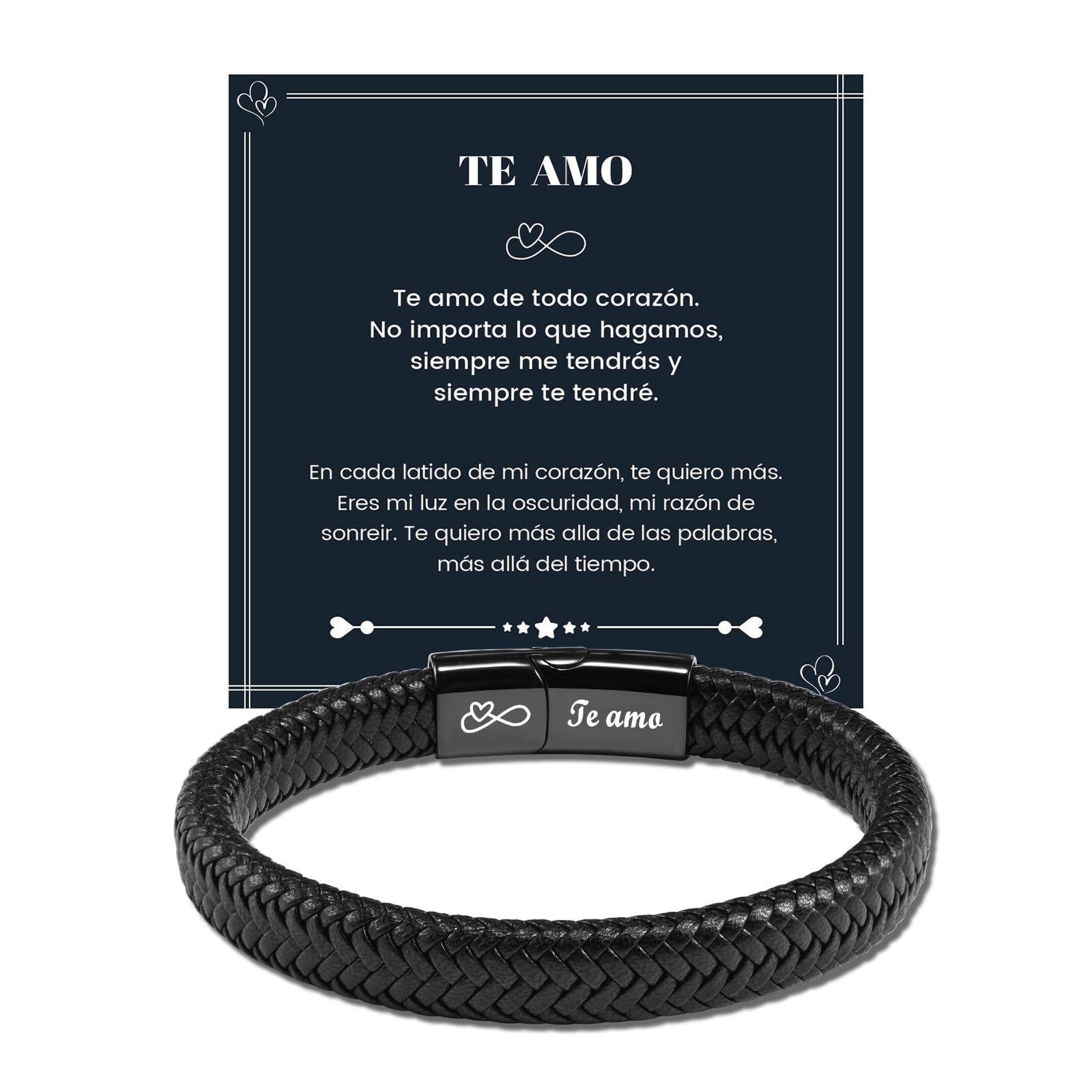 MANVEN Pulsera Hombre Regalo Para Hombre Regalo De San Valentín Pulsera De Cuero Para Hombre Grabado Te amo Cumpleaños Navidad Aniversario Regalo Novio Esposo