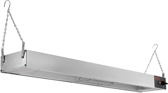 Kratos Commercial Electric Strip Warmer | 36 Long Overhead Hanging Food Warmer for Restaurants | Hardwired Design | 120V, 500 Watts | Toggle Control | Hanging Chains Included | NSF (28W-207)