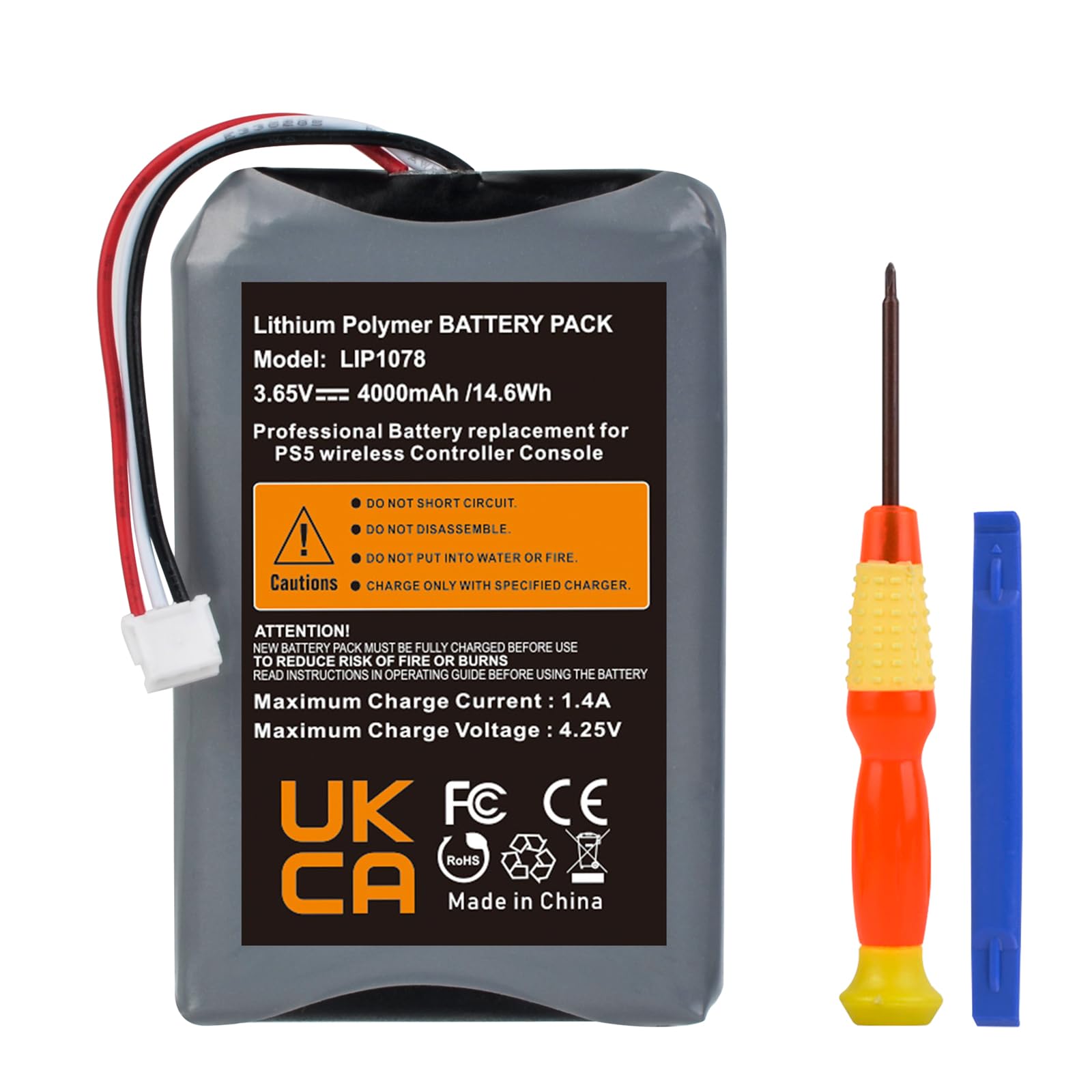 Tectra PS5 Controller Battery Replacement, 4000mAh LIP1708 Battery for Sony PlayStation 5 PS5 DualSense CFI-ZCT1W Wireless Controller