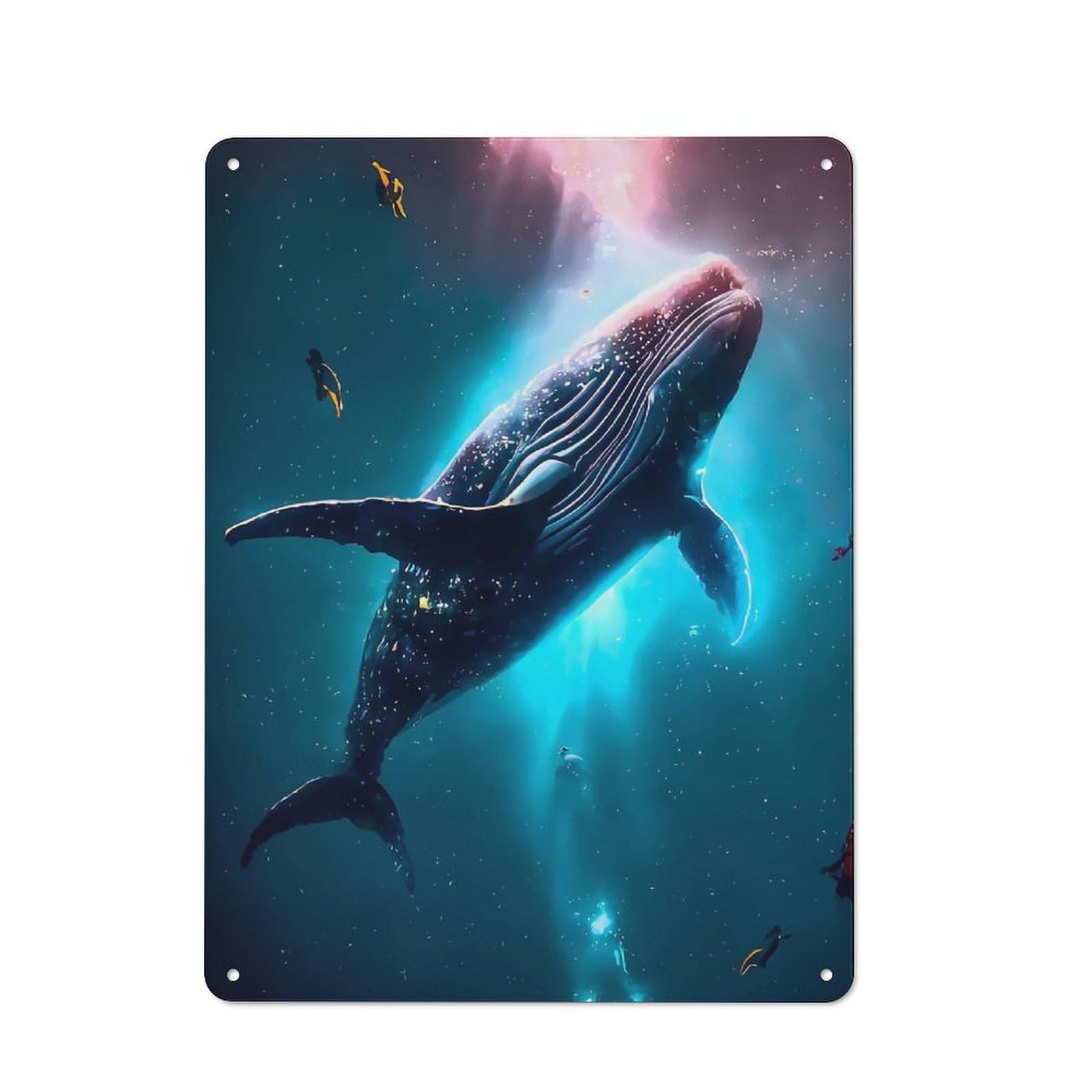 Junmoney Whale Rustic Metal Sign 40X30cm For Guest Room Or Hallway, Suited To Hallway Wall Decor Fans