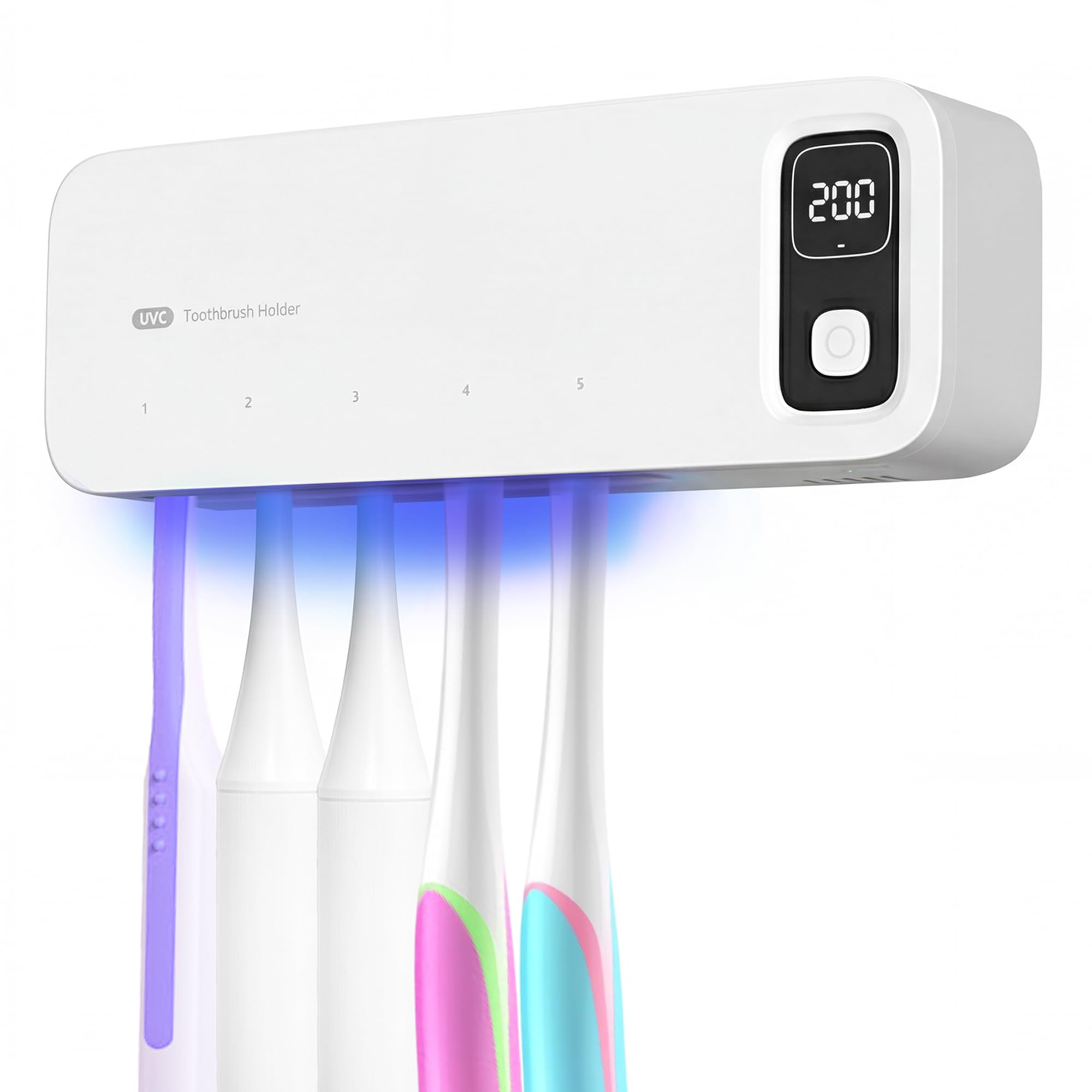 Supporto per spazzolino da denti UV da parete, porta spazzolino elettrico per pulizia e asciugatura con luce UV-C LED Screen Smart Cover - Supporto per specchio da bagno