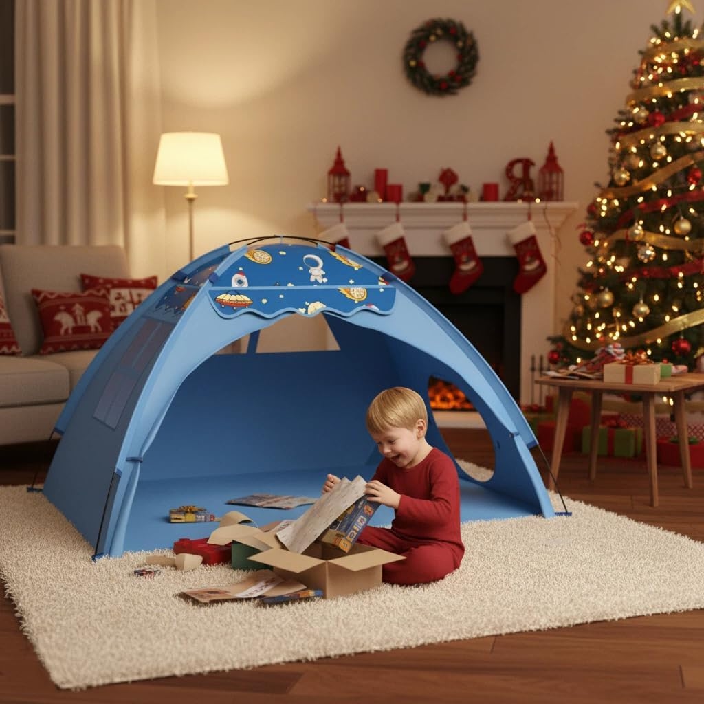 Kids Play Tent,70x45x43 Inch Space Theme Indoor Tent with Tunnel Port for Children,Playhouse for Imaginative Play,Sleepovers & Fun Great Gift for Toddlers,Boys & Girls