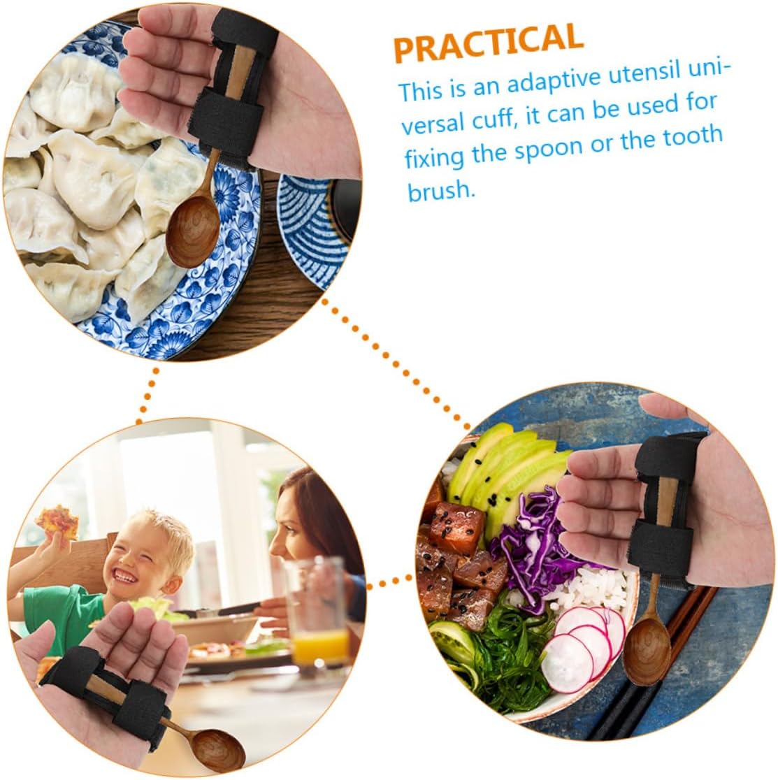 2Pcs Adaptive Utensil Holder Cuff Food Eating Aid Glove for Elderly Cuff for Utensils Assistive Devices for Daily Living