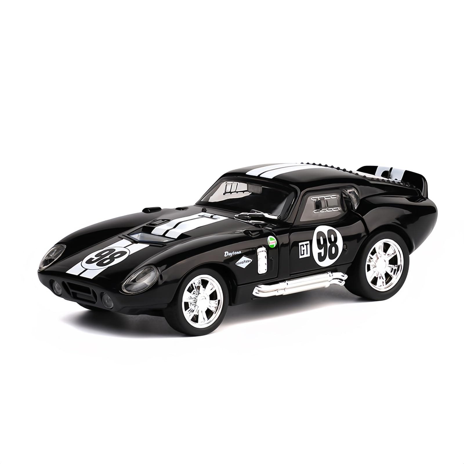TGRCM-CZ 1/32 Shelby Cobra Model Car, Zinc Alloy Pull Back Vehicles Model Car with Sound and Light for Collectors & Kids 3+ Years Old Birthday Gift(Black)