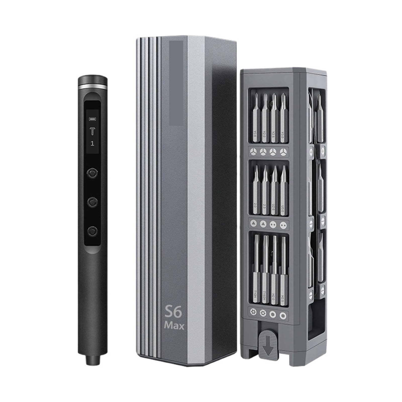 S6 MAX - Juego de destornilladores eléctricos de precisión de 5 velocidades de par ajustable, puntas de destornillador Phillips Torx magnéticas compatibles con PC DIY