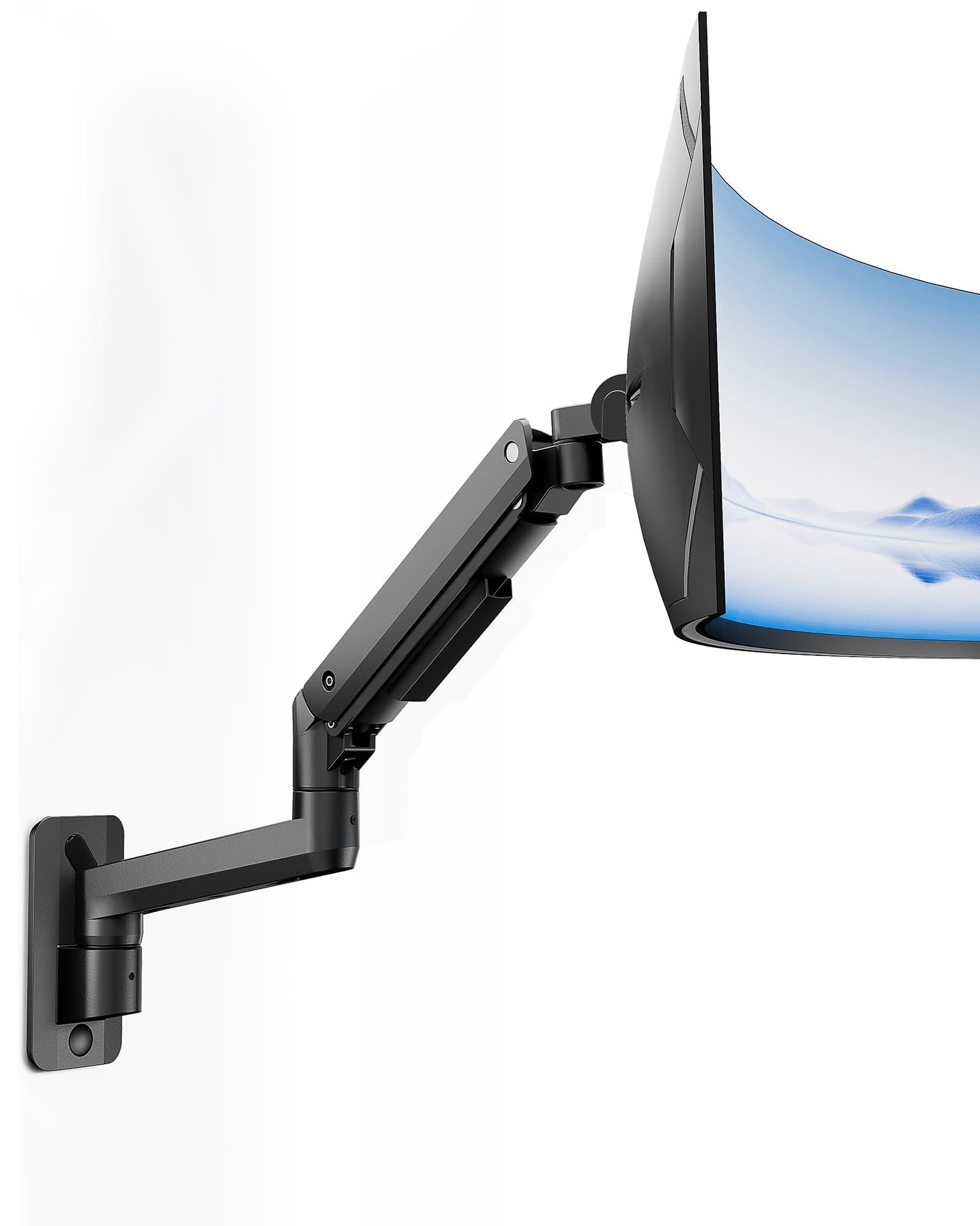 monTEK Ultrawide - Supporto da parete per monitor da 17-49 pollici | Supporto per monitor ad alte prestazioni, fino a 20 kg, braccio per monitor regolabile, 75 x 75/100 x 100 VESA, nero