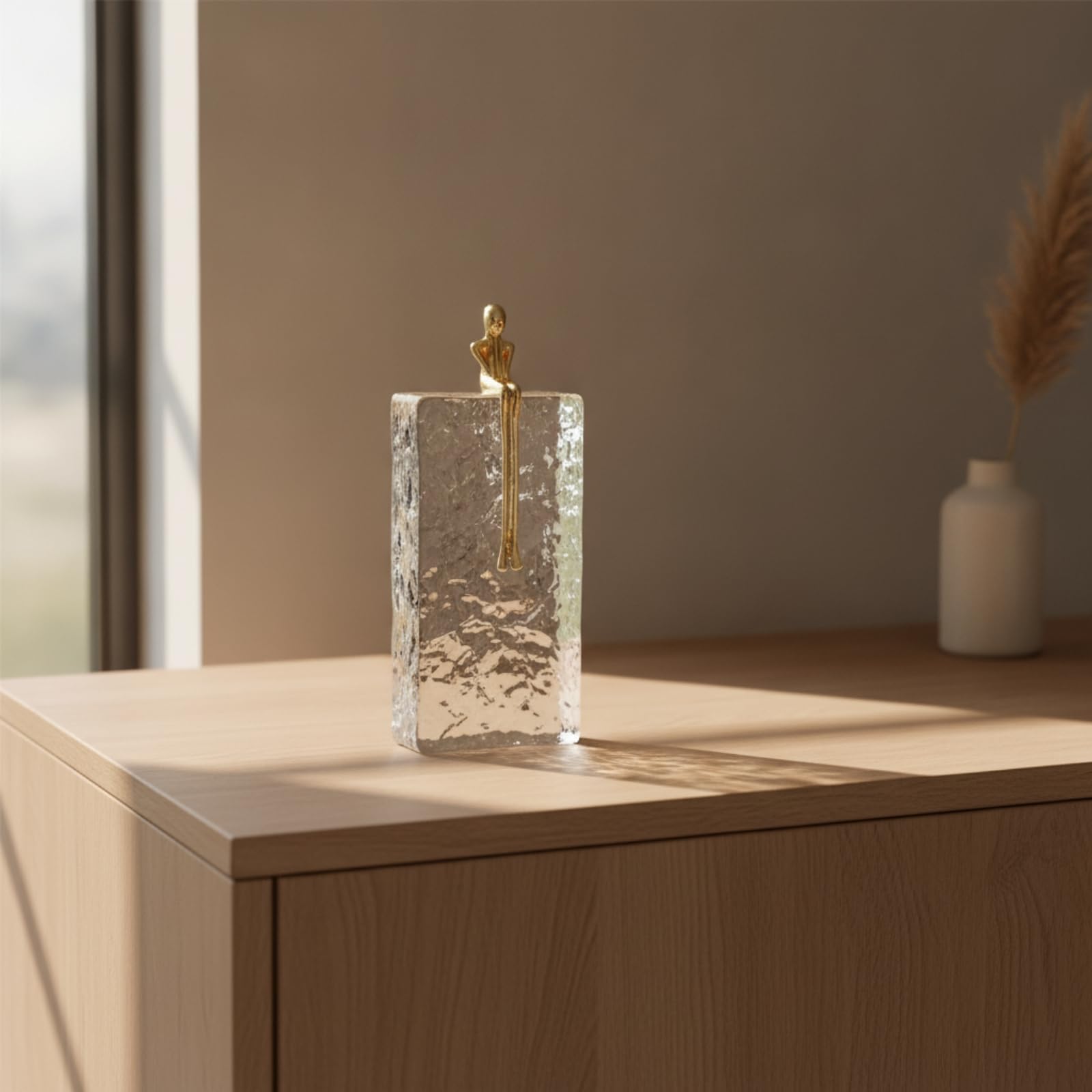 Statute Table Moderne | Statute Socle Transparent, Décoration, pr Salon, Bureau, 10x5.5x25cm