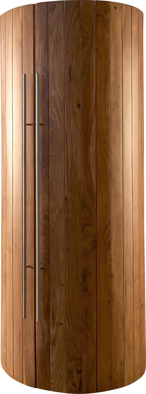DELIFE Weinschrank Tulsa Akazie Natur 80x190 cm LED-Beleuchtung Barschrank