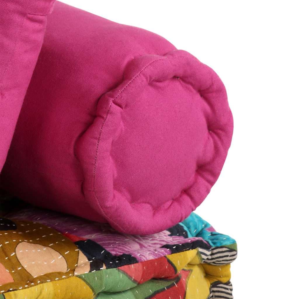 SYDE Puf Modular 2 Plazas Tela Patchwork Algodon | Convertible en sofa o cama, cojines decorativos, max 110 kg por asiento, estilo unico