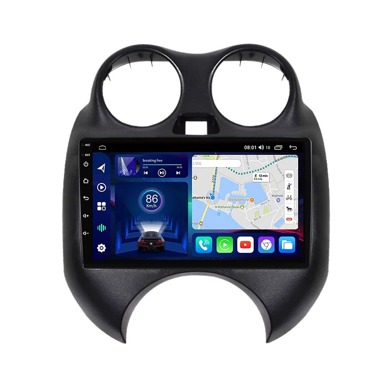 Radio samochodowe z systemem Android 2 Din do Nissan March K13 2010-2013 ekran dotykowy 9-calowy nawigacja GPS nawigacja satelitarna multimedialny odtwarzacz wideo z Bluetooth 4G WiFi FM RDS DSP(P18