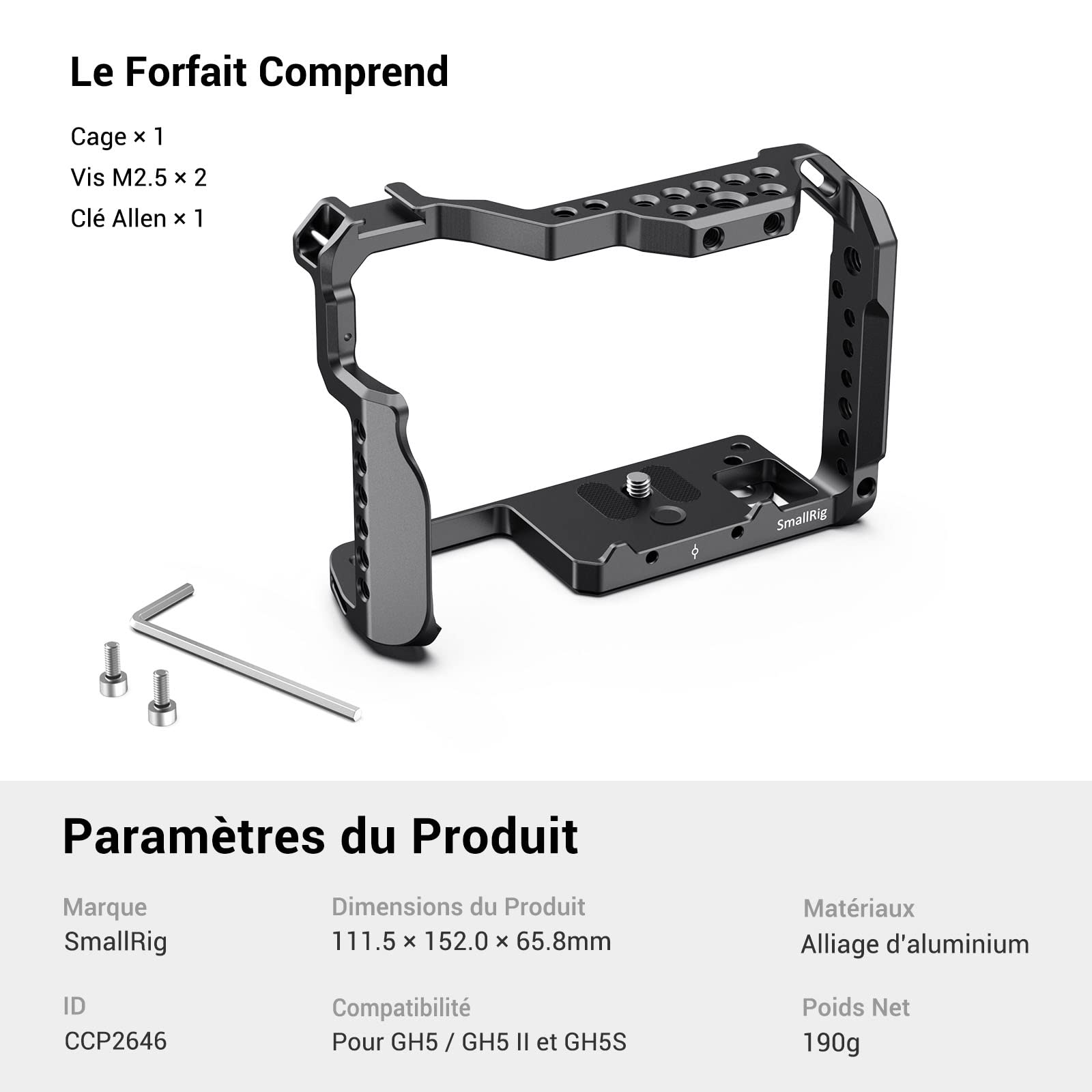 SMALLRIG GH5 GH5 II GH5S Cage pour Panasonic GH5 II GH5 GH5S Version Mise à Jour 2646