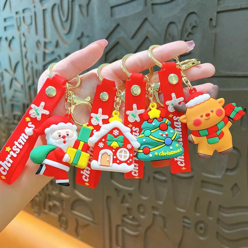 Cots and Cuddles Christmas Theme Cute 3D Keychains for Kids | Santa, Reindeer & Snowman Designs | Adorable Bag Charms & Key Rings for Gifts, Return Favors & Stocking Fillers 2pc Random