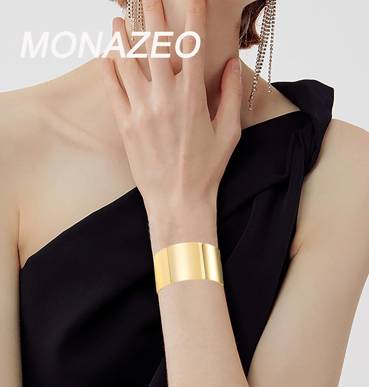 2Pcs Cuff Bangle Bracelet for Women Open Wide Wire Bracelets Gold Wrist Cuff Wrap Bracelet Adjustable - Image 3