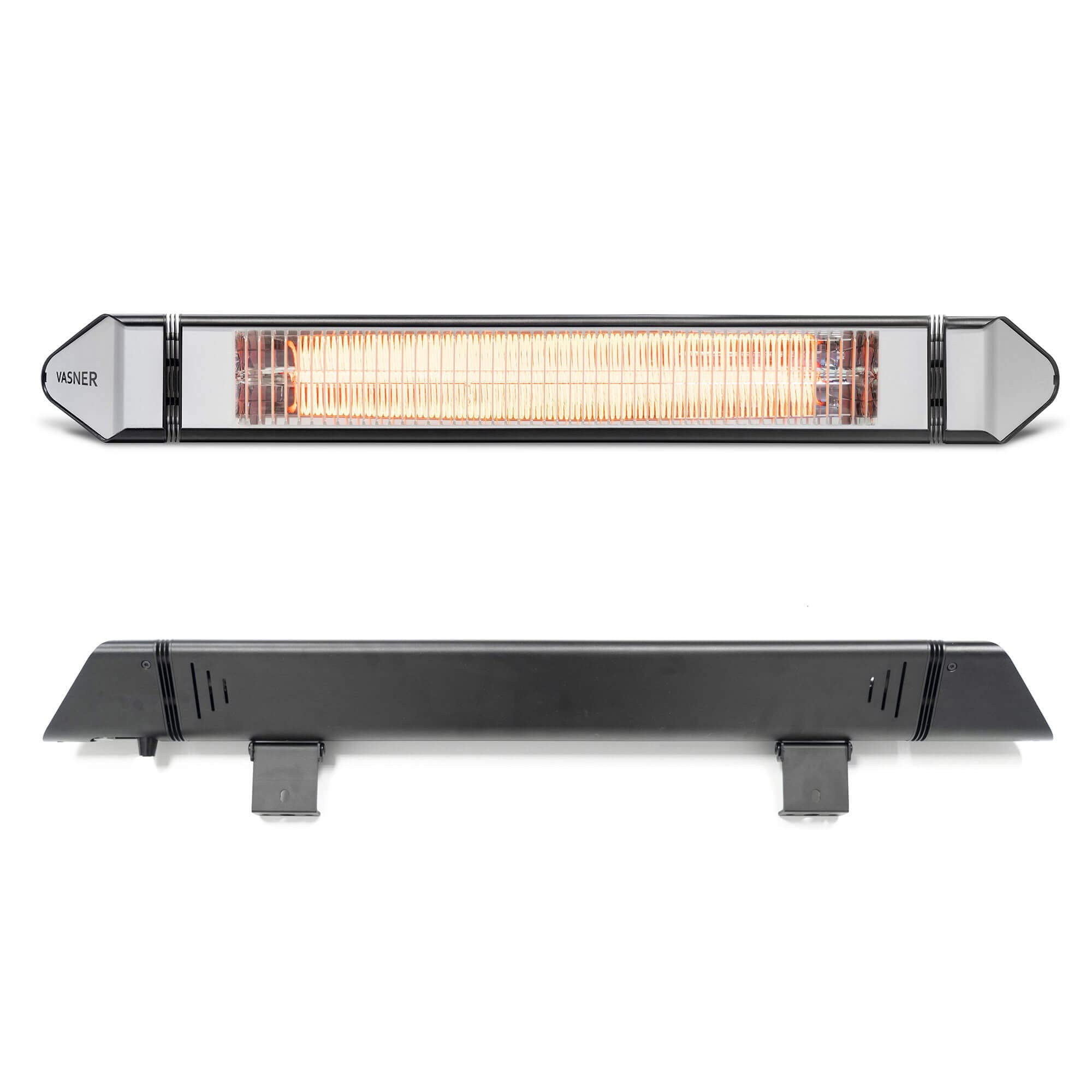 VASNER Teras 25 Basix – Elektrischer Terrassenstrahler mit 1 Heizstufe, 2500 Watt, Infrarot Heizstrahler für Outdoor, Infrarotstrahler Gastro/Terrasse, extern steuerbar (Schwarz)