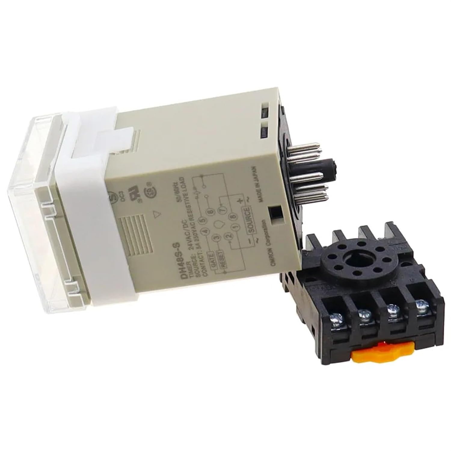AC/DC 24v-240v DH48S-S Programmable Digital Display time Relay Cycle Control Double Time Delay Relay Socket with Base Voltage(AC110V)