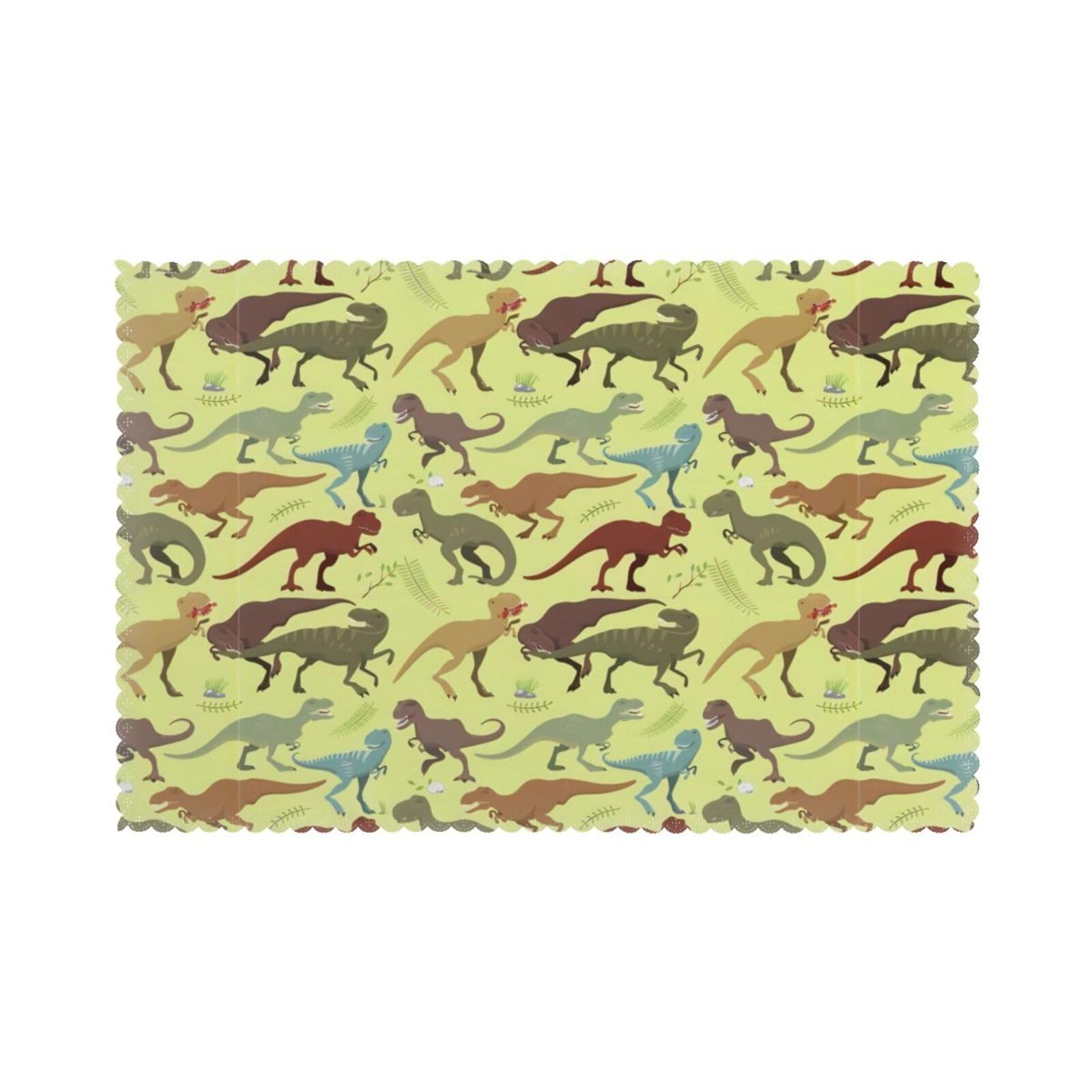 YYHWHJDE Dinosaurs Prints Placemats Set of 6 12x18in - Elevate Every Meal with Durable & Customizable Table Layers