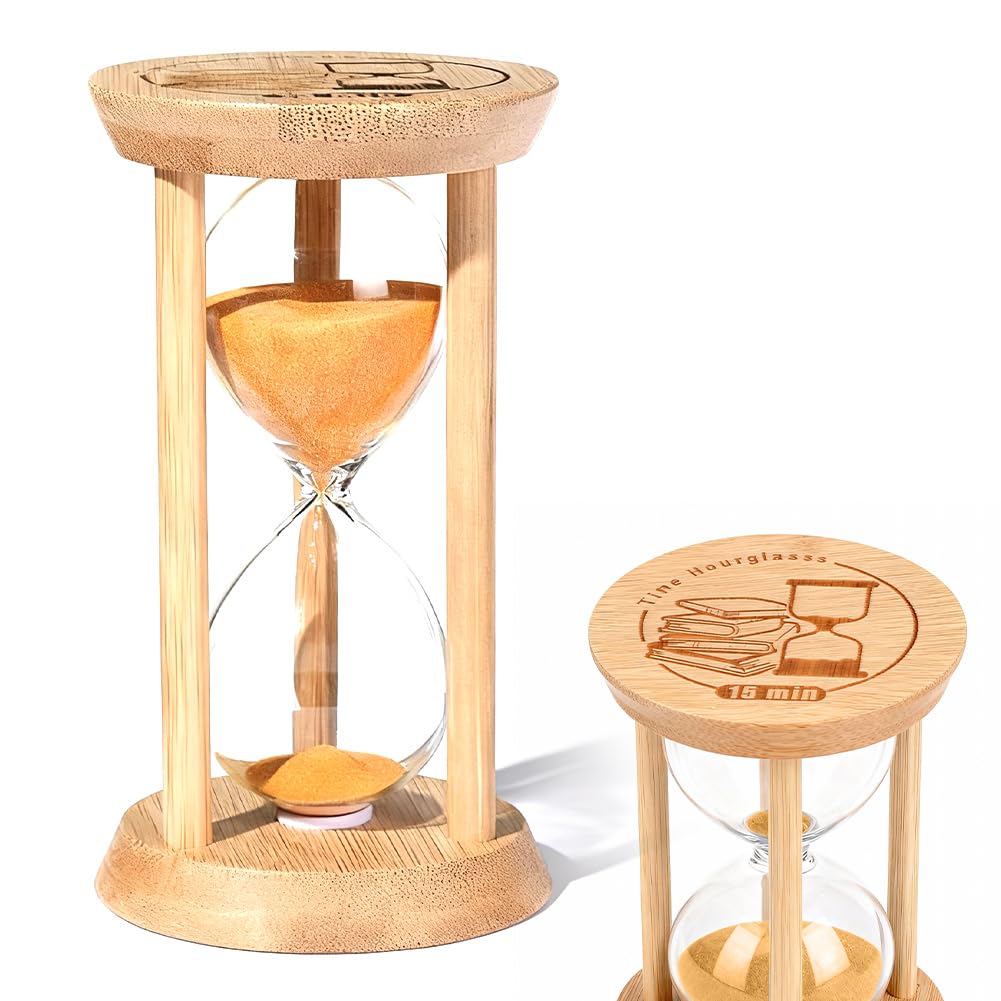 DASIAUTOEM Timer klepsydrowy, 15-minutowy, drewniany klepsydra, zegar piaskowy dla dzieci i dorosłych, do szkoły, biura, domu, nauki dzieci, kreatywny